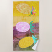 Summer Tiki Pineapple Luau ビーチタオル (正面)