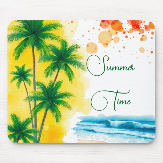 “Summer Time”ビーチデザイン マウスパッド (正面)