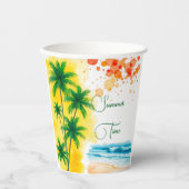 “Summer Time”ビーチデザイン 紙コップ (正面)