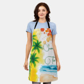 “Summer Time” beach design エプロン (着用した状態)