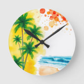 “Summer Time” beach design ラウンド壁時計 (正面)