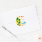 “Summer Time” beach design Round Clock ラウンドシール (封筒)