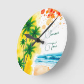 “Summer Time” beach design Round Clock ラウンド壁時計 (傾斜)