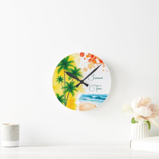 “Summer Time” beach design Round Clock ラウンド壁時計 (ホーム)
