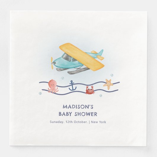 Summer Travel Adventure Sea Airplane Baby Shower (正面)