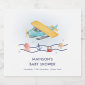 Summer Travel Adventure Sea Airplane Baby Shower スパークリングワインラベル (シングルラベル)