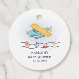 Summer Travel Adventure Sea Airplane Baby Shower フェイバータグ