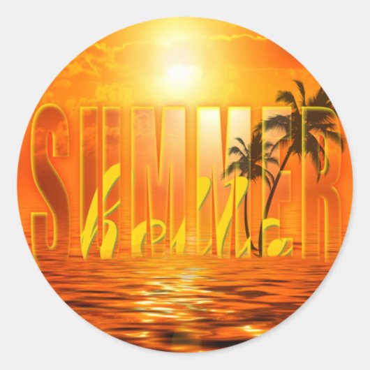 Summer Travel Exotic Palmen Sonne ラウンドシール (正面)