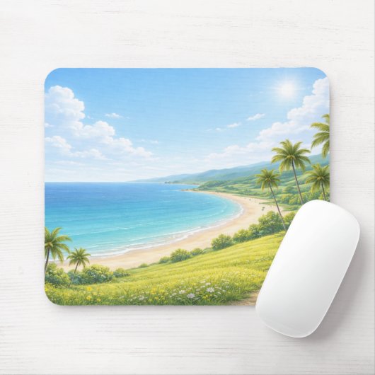 Summer Tropical Coast Mouse Pad マウスパッド (マウス)