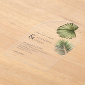 Summer Tropical Destination Wedding Palm Arch アクリル招待状 (レイダウン)