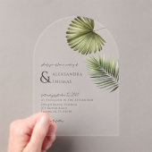 Summer Tropical Destination Wedding Palm Arch アクリル招待状 (インサイチュ (ポータブル))