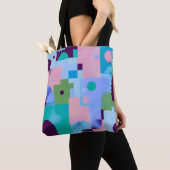 Summer Tropical Floral Tote Bag – Cute Blue Pink B トートバッグ (クローズアップ)