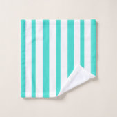Summer Turquoise White Stripes バスタオルセット (ウォッシュタオル)