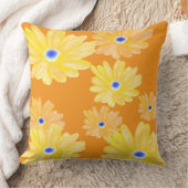 Summer Turquoise Yellow Floral Throw Pillow クッション (ブランケット)