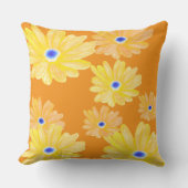 Summer Turquoise Yellow Floral Throw Pillow クッション (正面)