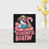 Summer Vacation Chicken Floating Boating Summer Vi カード (黄色い花)