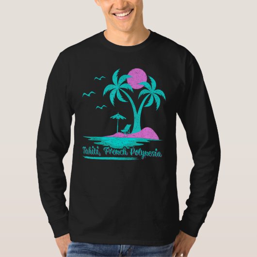 Summer Vacation Palm Tree French Polynesia Tahiti  Tシャツ (正面)