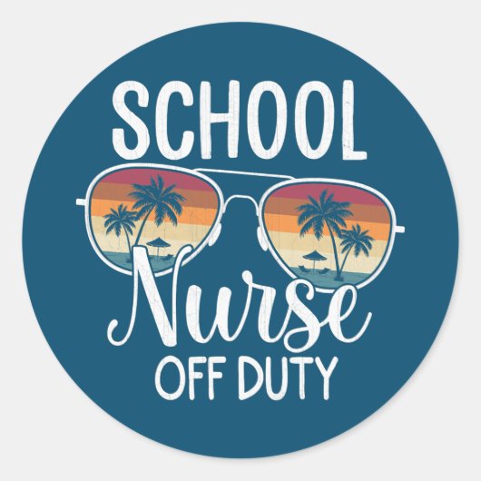 Summer Vacation School End Of Year School Nurse ラウンドシール (正面)
