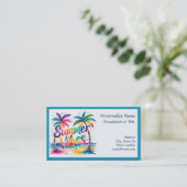 Summer Vibe Pastel Island Scene Palm Trees Beach 名刺 (スタンド正面)