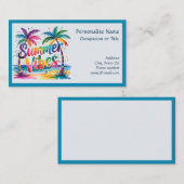 Summer Vibe Pastel Island Scene Palm Trees Beach 名刺 (正面/裏面)