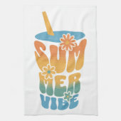Summer Vibe Retro Floral  キッチンタオル (縦)