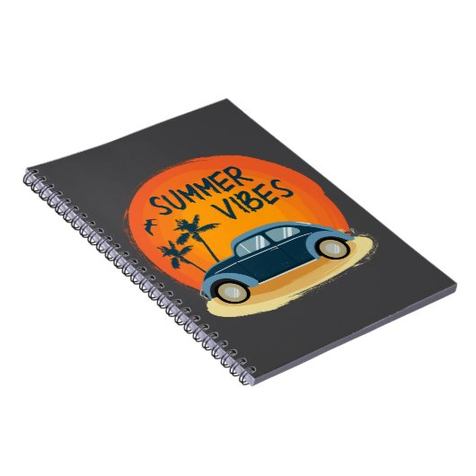 summer vibe with retro car on the beach  ノートブック (右側)