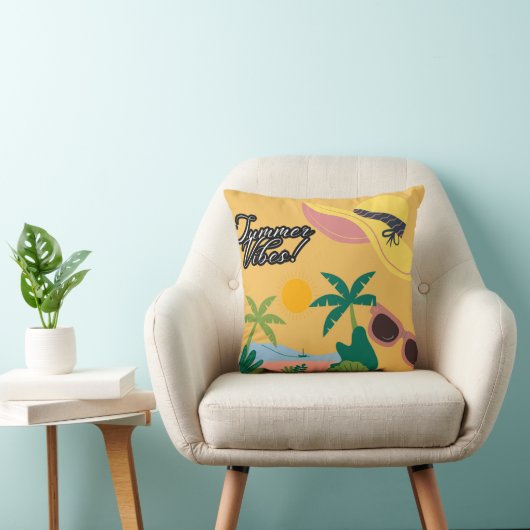 Summer Vibe Yellow Throw pillow クッション (椅子)