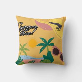 Summer Vibe Yellow Throw pillow クッション