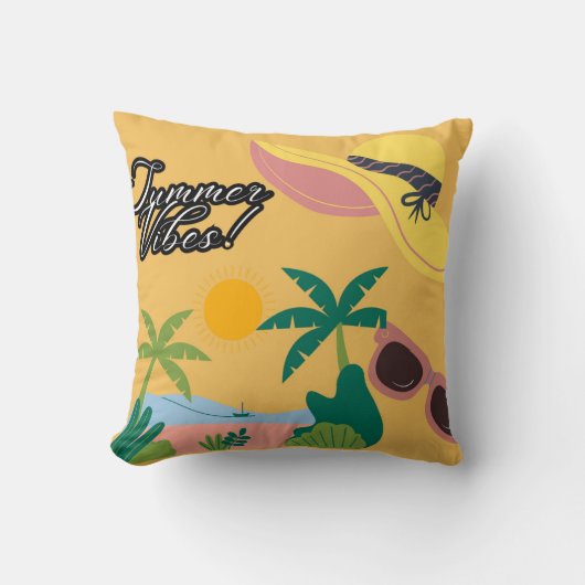 Summer Vibe Yellow Throw pillow クッション (正面)