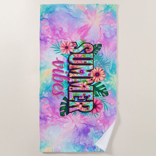Summer Vibes ビーチタオル (正面)