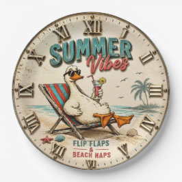 Summer Vibes Beach Duck Coastal Tropical Decor ペーパープレート