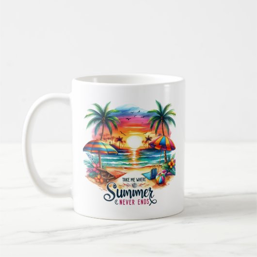 Summer Vibes Brushstroke Beach Sunset-34626 コーヒーマグカップ (左)