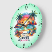 Summer Vibes Brushstroke Beach Sunset-34626 Sticke ラージ壁時計 (傾斜)