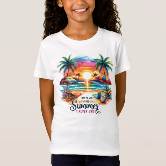 Summer Vibes Brushstroke Beach Sunset-34626 Tシャツ (正面)