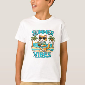 Summer Vibes Cat | Cat Sunglasses T-Shirt  Tシャツ