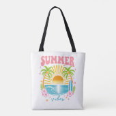 "Summer Vibes" Cheerful Boho Beach Palm Trees トートバッグ (裏面)