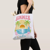 "Summer Vibes" Cheerful Boho Beach Palm Trees トートバッグ (クローズアップ)
