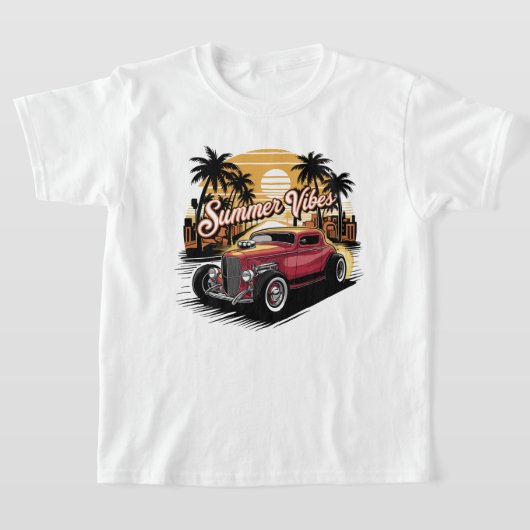 Summer Vibes Classic Car Tシャツ (レイダウン)