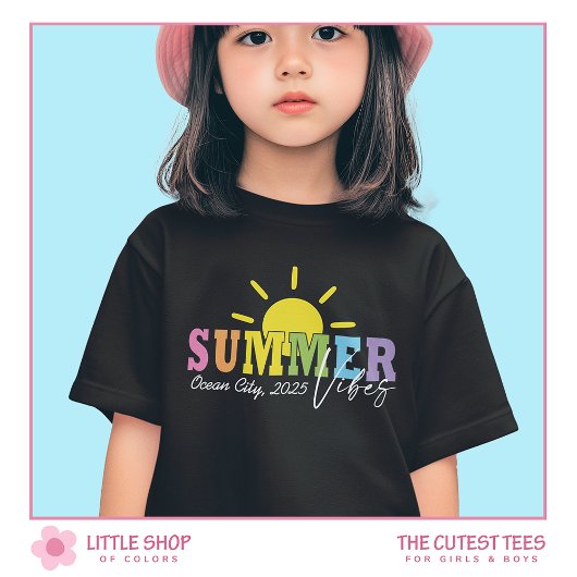 Summer Vibes Colorful Typography Girls Tシャツ