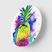 SUMMER VIBES IN WATERCOLOR ラウンド壁時計 (傾斜)