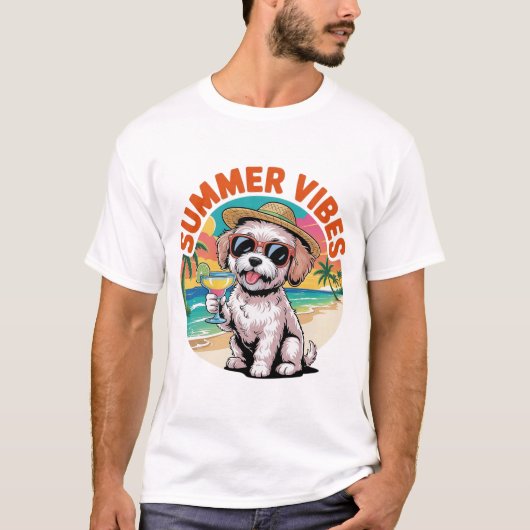 Summer Vibes Maltipoo Tシャツ (正面)