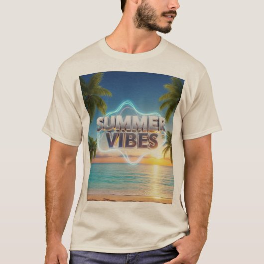 Summer Vibes Men's T-Shirt - 3d & スタイリッシュ Summer Tシャツ (正面)