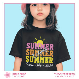 Summer Vibes Multicolor Text Customizable Girls Tシャツ