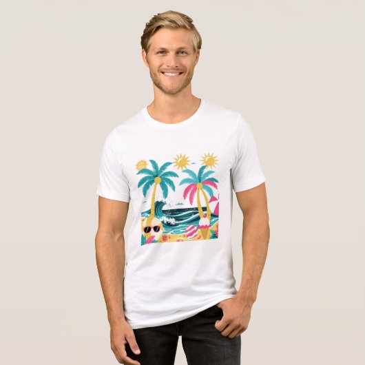 Summer Vibes Only – Colorful Tropical Beach T-Shir トライブレンドＴシャツ (正面全面)