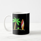 Summer Vibes Palm Trees Surfboard Surfer Coconut S コーヒーマグカップ (左)