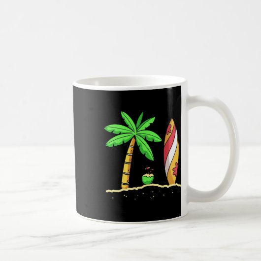 Summer Vibes Palm Trees Surfboard Surfer Coconut S コーヒーマグカップ (右)