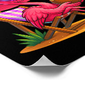 Summer Vibes Pink Flamingo Beach Palm Tree Summer  ポスター (角)
