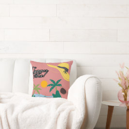 Summer Vibes Pink Throw Pillow クッション
