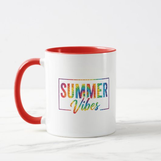 SUMMER Vibes Tie-Dye Rainbow Coffee Mug  Bold マグカップ (左)