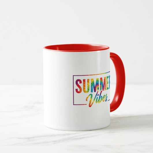 SUMMER Vibes Tie-Dye Rainbow Coffee Mug  Bold マグカップ (正面右)